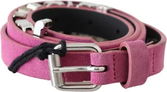 Just Cavalli Roze Zilveren Chroom Metalen Gespschouderband