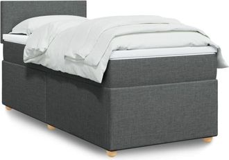 vidaXL Vidaxl - Cama Box Spring Individual Con Colch&oacute;n Tela Gris Oscuro