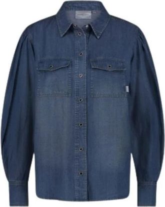 Fab By Fabienne Chapot Hartknoop Blouse - Dames - Spijkeroverhemden - Blauw - M - Katoen - Overhemden