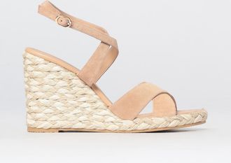 Stuart Weitzman Sandali con zeppa alta in pelle scamosciata e cinturino