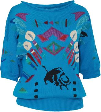 Krizia Maglione con intarsio - Blu