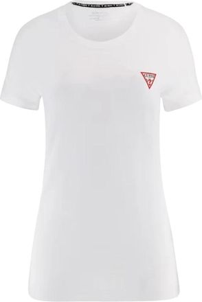 Guess Mini Triangle Tee Katoenen T-Shirt - Dames - T-shirts - Wit - XS - Katoen - Tops