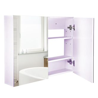 OEM Armario De Ba&ntilde;o Con Espejo Armario De 2 Puertas Con 3 Estantes Estilo Moderno Para Dormitorio 80x15x60 Cm Blanco