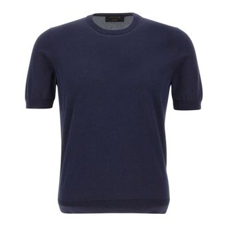 Gran Sasso Crew Neck Short-Sleeve Jumper - male - Gran Sasso - Round-neck Knitwear - Blue - 4XL - Knitwear