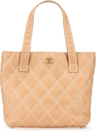 Chanel Pre-owned Tote Bags, female, Brown, Size: ONE SIZE Pre-owned Leather Tote Bag