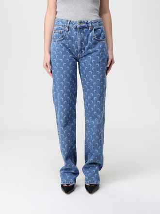 Marine Serre Jeans Marine Serre in denim con stampa monogram