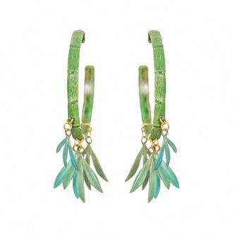 We Dream in Colour Womens Verdi Bamboo Hoops In Green Brass