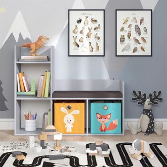 Vicco Estante Infantil Luigi, Gris, 107.2 X 88.6 Cm Con 2 Cajas Plegables Opt.2 Vicco