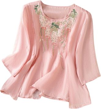 Generic NNGOTD Womens Blouses Top Smocked Puff Long Sleeve Oversized Womens T-Shirts V Neck Women Spring Dressy Outfits Shirts Casual Chiffon Ladies Tunic Top