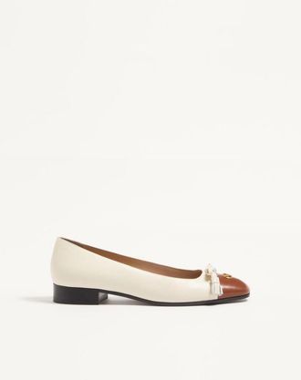 Valentino Garavani Ballerina Valet Du Roi In Capretto 25Mm Donna BURRO/TABACCO 35.5