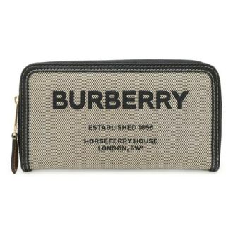 Burberry Pre-owned Wallets, female, Beige, Size: ONE SIZE Pre-owned Horseferry Print Canvas Leather Long Wallet