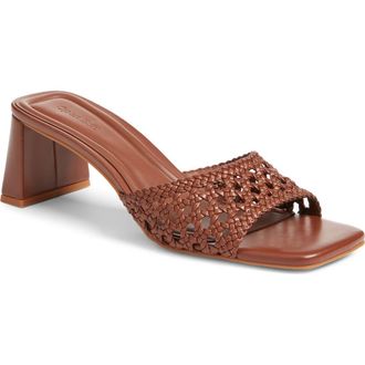 Open Edit Jaydin Block Heel Sandal in Brown Russet at Nordstrom, Size 9.5