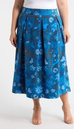 Sugarlips Palmate Pleated Midi Skirt in Teal-Blue at Nordstrom, Size 1X