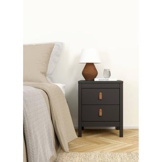 Dmora Dmora - Mesa De Noche Janette, C&oacute;moda Baja, Mesilla De Noche, Estante De La Cama, 44x38 H54 Cm, Negro