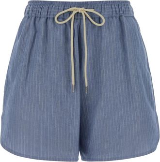 Jacob Cohen Pant Boxer Short Elastic Waist Julie - Dames - Korte Broeken - Blauw - M - Linnen - Korte Broeken