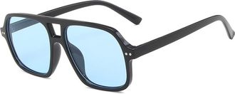 Generic Men Outdoor Large Frame Commuting Sunglasses UV400 Women Party Shopping Photo Shooting(Blue)