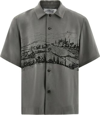 Ferragamo Camicia in seta con stampa - Grigio