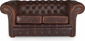 VENTE-UNIQUE.COM Sofá fijo costra de piel 2 plazas marrón chocolate 173x90cm