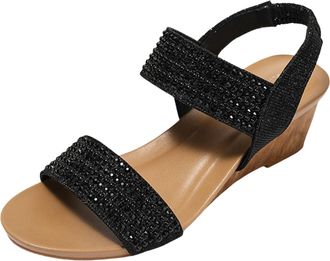 Generic Elegant Roman Sandals for Women with Comfortable Heel Design and Secure Ankle Strap for Casual Summer Footwear (Black, 6.5)