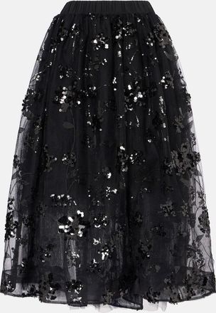 Simone Rocha Sequined tulle midi skirt