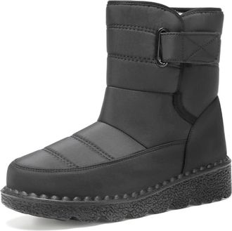 Generic Womens Winter Warm Waterproof Snow Boots, Winter Warm Plush Boots, Cotton Shoes (Black, Shoe Size, Adult, Women, 6.5, Numeric, UK Footwear Size System