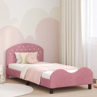 vidaXL vidaXL Struttura letto bambini con testata Rosa 90 x 200 cm Velluto