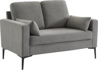 Sweeek Sof&aacute; de pana con patas de metal de 2 plazas, gris claro