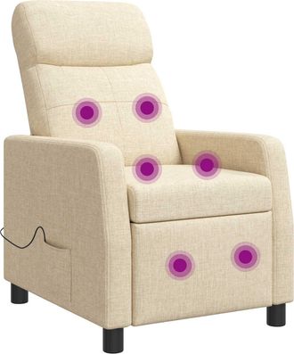 vidaXL Silla De Masajes Reclinable Crema Tela Vidaxl