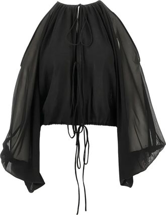 Andamane Blouse met strikdetail - Zwart