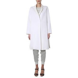 Fabiana Filippi Single-Breasted Coats, female, White, Size: S V-Neck Jewel Detail Under
