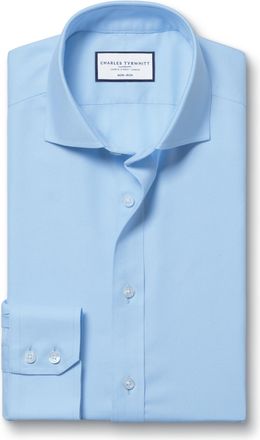 CHARLES TYRWHITT Shirts for Men - Sky Blue Non Iron with 100% Cotton Twill - Formal Dress Shirt for Work, Business & Weddings - Classic Fit with Cutaway Collar