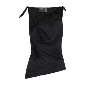 Coperni Tops, Dames, Zwart, M, Top met Knopen en Kantinzetstukken