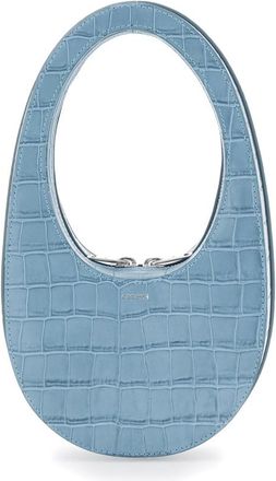 Coperni Swipe Blue Mini Handbag With Logo Lettering On The Front And Embossed Crocodile Effect In Leather Woman