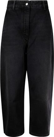 STUDIO NICHOLSON Zwarte Jeans met Verborgen Rits - Dames - Loose Fit Jeans - Zwart - XS - Jeans