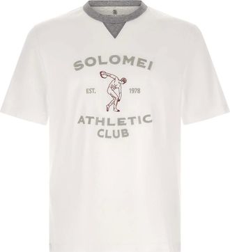 Brunello Cucinelli Tops, Heren, Wit, 2Xl, Katoen, Solomei Athletic Club T-shirt