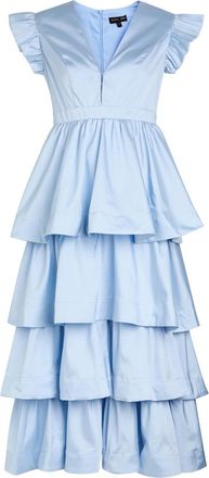 Sister Jane Feria Tiered Taffeta Midi Dress - Blue - 16 (UK16 / XL)