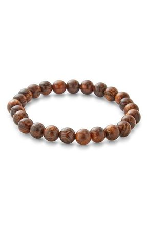 Brook & York Mens Tigerwood Bead Bracelet in Brown at Nordstrom