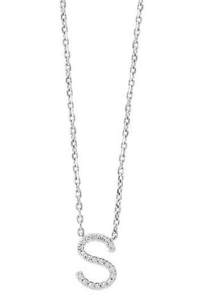 Effy Sterling Silver Diamond S Initial Pendant Necklace at Nordstrom Rack, Size 18