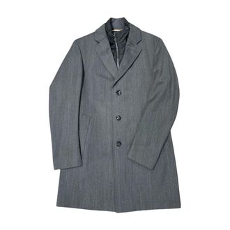 HUGO BOSS Jassen, Heren, Grijs, M, Wol, Herringbone Slim Coat