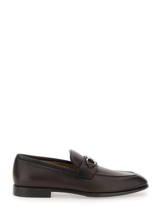 Ferragamo Foster Brown Loafers With Gancini Detail In Leather Man