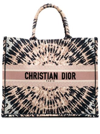 Dior 2020 Large Embroidered Canvas Tie Dye Book tote bag - women - Canvas - One Size - Brown