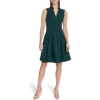 Calvin Klein Zip Front A-Line Dress in Malachite at Nordstrom Rack, Size 10