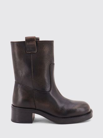 Alohas Smooth Leather Biker Boots with Double Pull Tabs and Rubber Sole