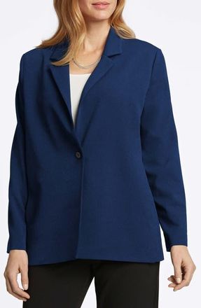Foxcroft Morgan Crepe Knit Blazer in Navy at Nordstrom, Size Large