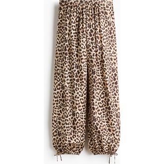 H&M Barrel-leg Trousers in Beige/leopard Print at Nordstrom, Size X-Small
