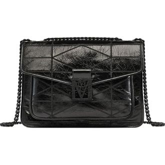 MCM Travia Quilted Shoulder Bag in Crushed Leather in Black at Nordstrom