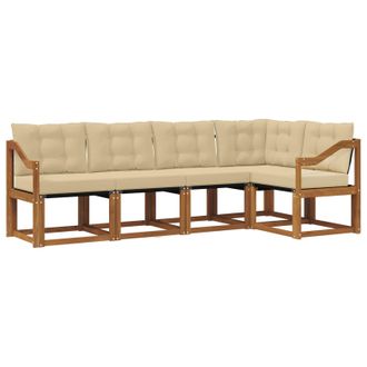 vidaXL Conjunto De Sof&aacute;s De Exterior Con Coj&iacute;n 5 Pcs Natural Y Beige Vidaxl