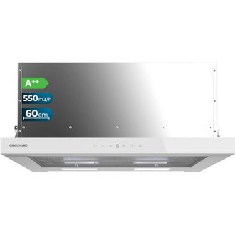 Cecotec Cappa aspirante telescopica flux tlt 605500 vetro nero a++ de 60cm dede, finitura frontale in vetro nero, potenza di aspirazione 550m3/h, motore 75w