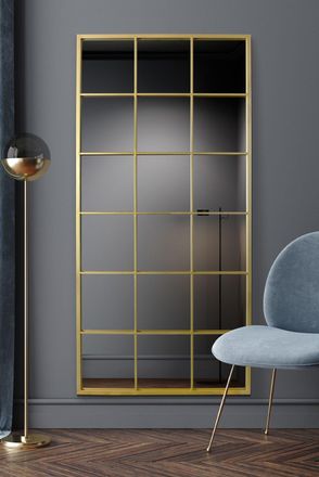 MirrorOutlet The Fenestra Gold Window Leaner / Wall Mirror 69 X 33 174CM X 85CM | Size: 1 Pack