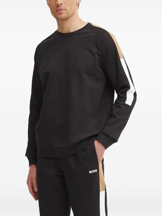 BOSS side-stripe raglan-sleeve sweatshirt - men - Cotton - M - Black